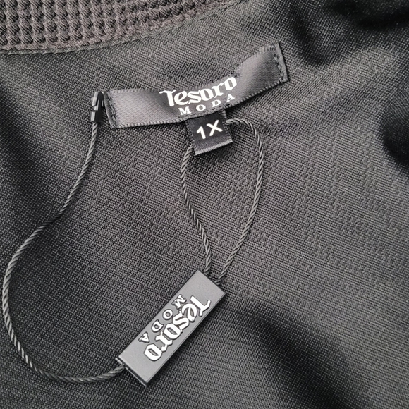 TESORO MODA Ladies Black Textured Sleeveless Pencil Straight Dress Embroidered F - Picture 6 of 7